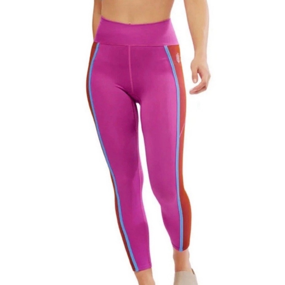 FP Movement Free People Purple‎ Brown Colorblock High Rise Leggings Size M/L